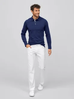 Langarmshirt ALGIER mit Kragen, Single Jersey