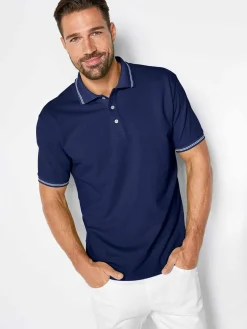 Unisex-Poloshirt, Piqué - mit Streifen im Kragen
