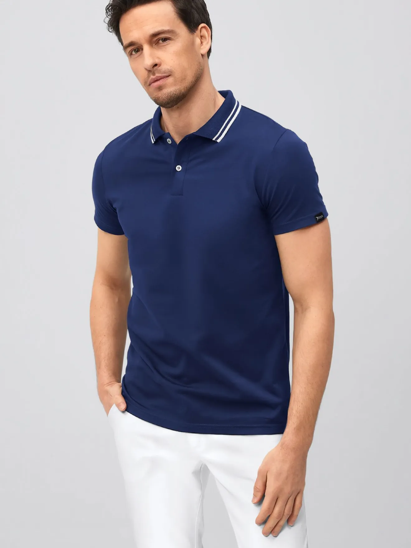 Unisex-Poloshirt, Single Jersey - Strickkragen